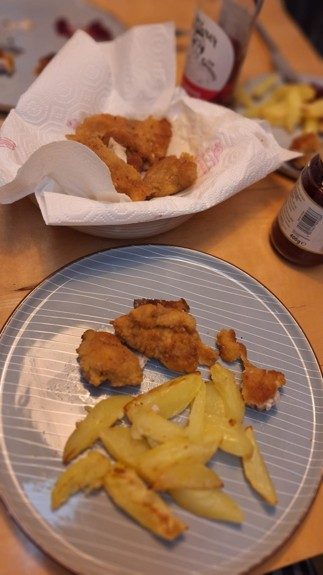 Catfish fillet with potato wedges