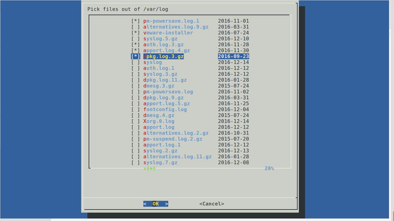 Fileselection via dialog