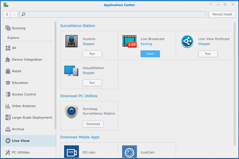 Syno application center livebroadcast